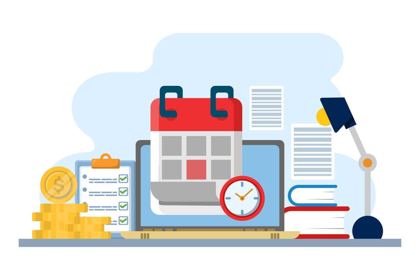 Monthly recurring income concept, income, making money, Calendar with monthly payment dates, recurring income payments. flat illustration on background. vector