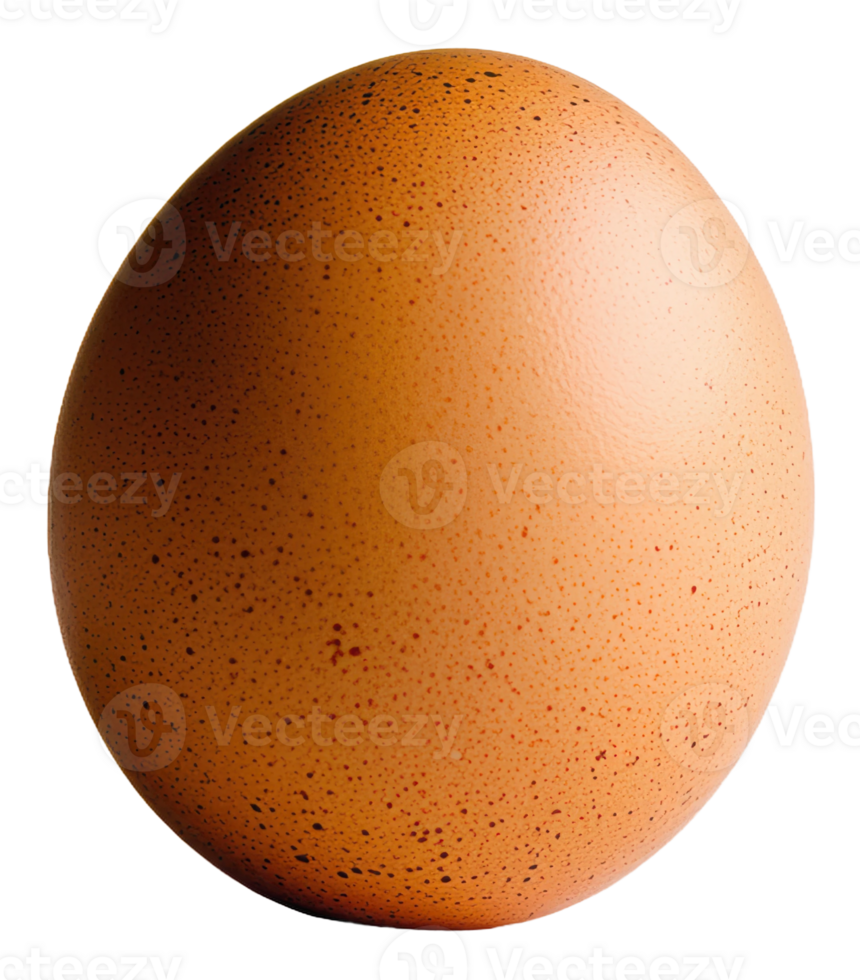 Brown egg resting on a smooth surface, showcasing its speckled texture and natural color, cut out - stock . png