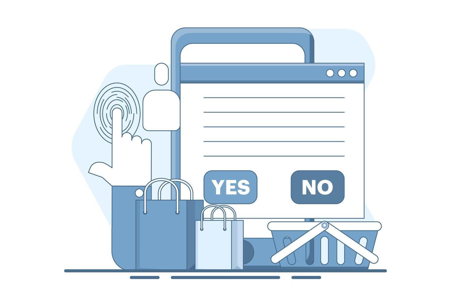 digital transaction concept, carrying out shopping or payment transactions via mobile devices or computers. Electronic wallet, digital payment, online transaction. Website illustration design. vector