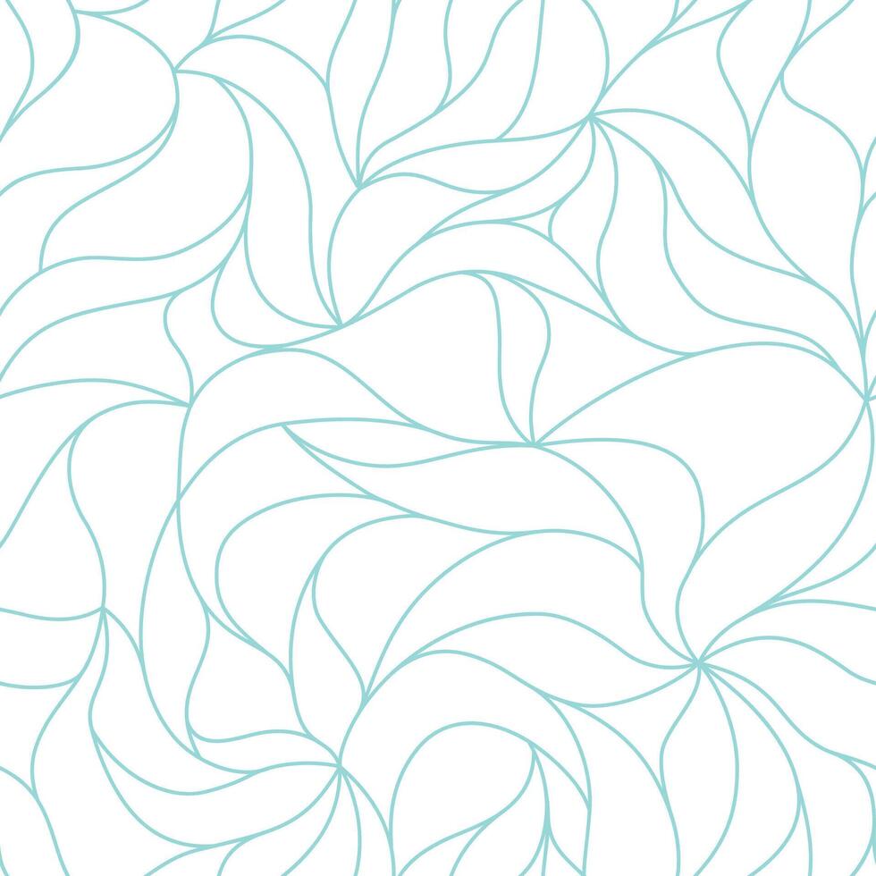 Leaves pattern with wavy lines and scrolls petals on white background. Abstract organic linear design in art deco style. Seamless design for textile, fabric and wrapping. vector