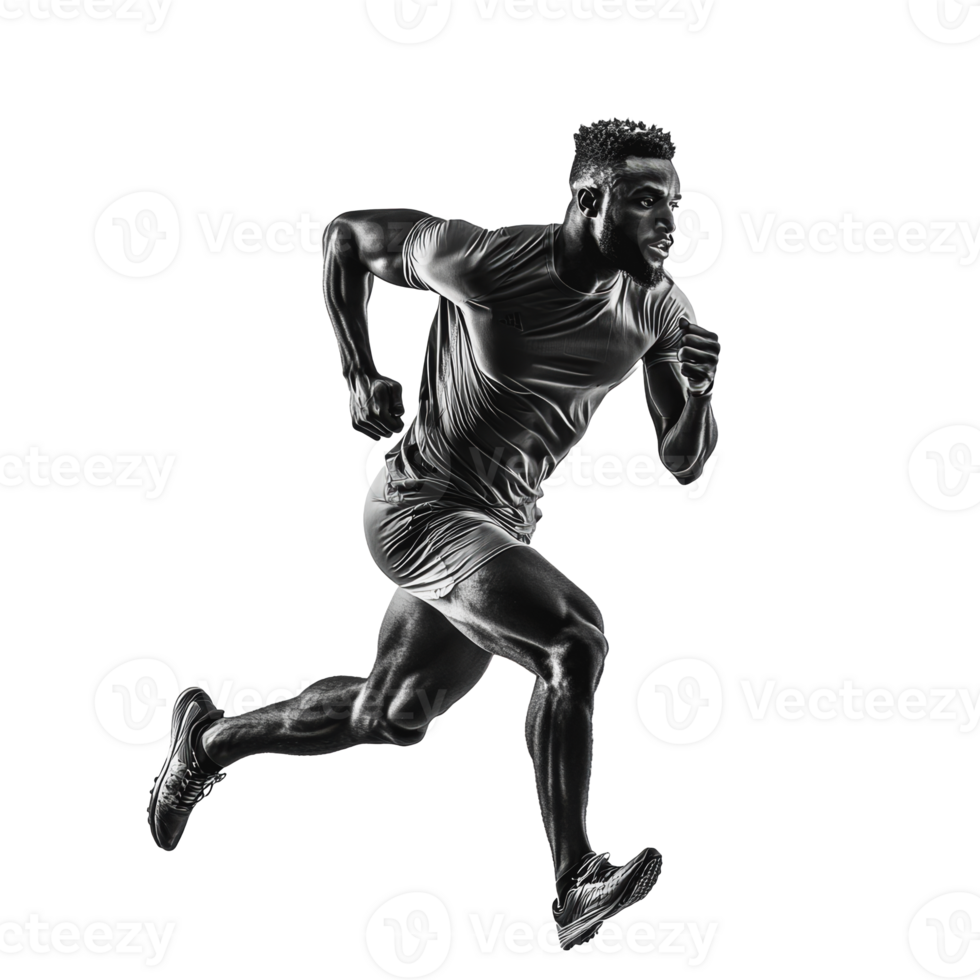 Sprinter in motion during a training session png