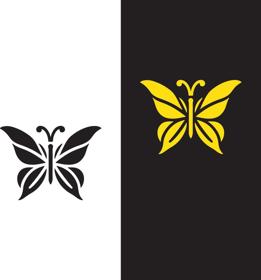 Duality of Light-Black and Yellow Butterfly Contrast vector