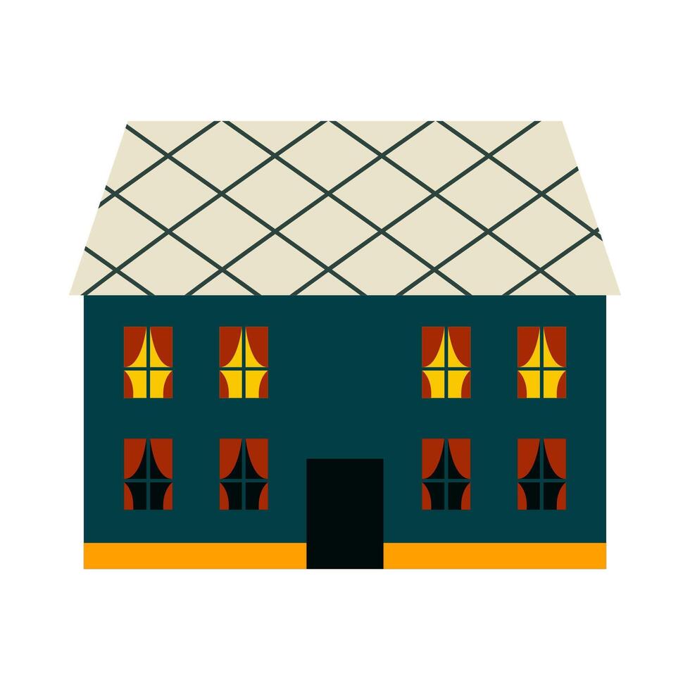 Residential and city houses flat cartoon illustrations. City architecture, stores retro and modern buildings. Exterior. vector