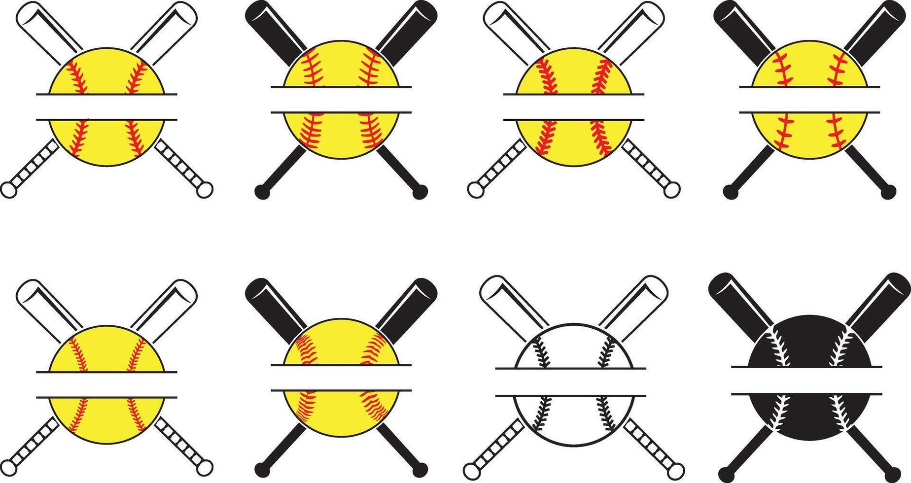 Baseball Bat Split Name, Softball, Baseball Custom Name, Baseball Cut File vector