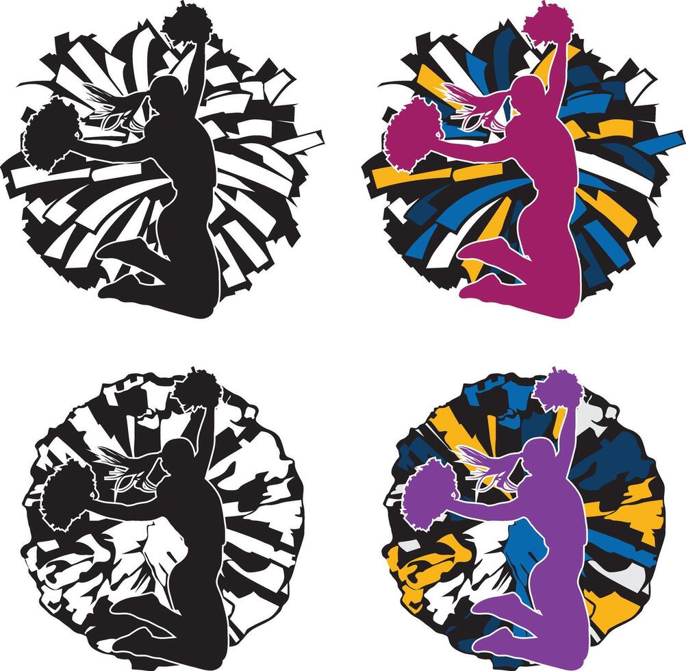Cheerleading, Cheer Pom Poms, Cheerleader Silhouette vector