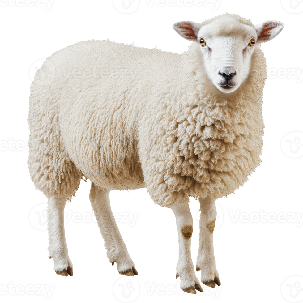 White sheep standing in a grassy field png