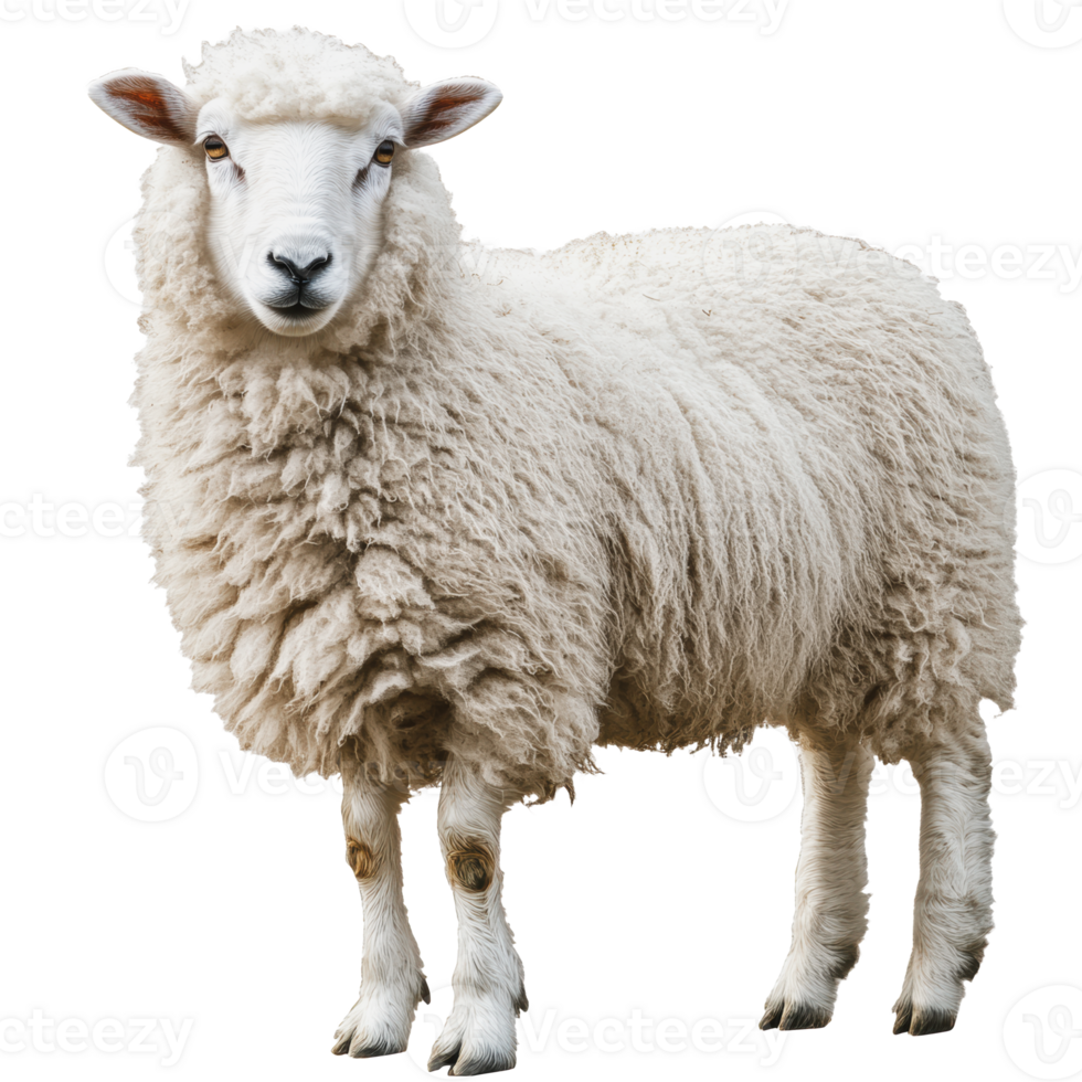 A fluffy sheep standing on green grass png