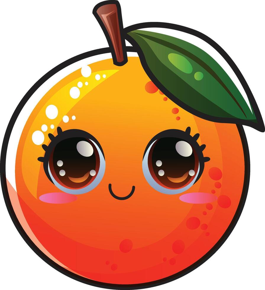 gradient smiling orange cartoon sticker vector