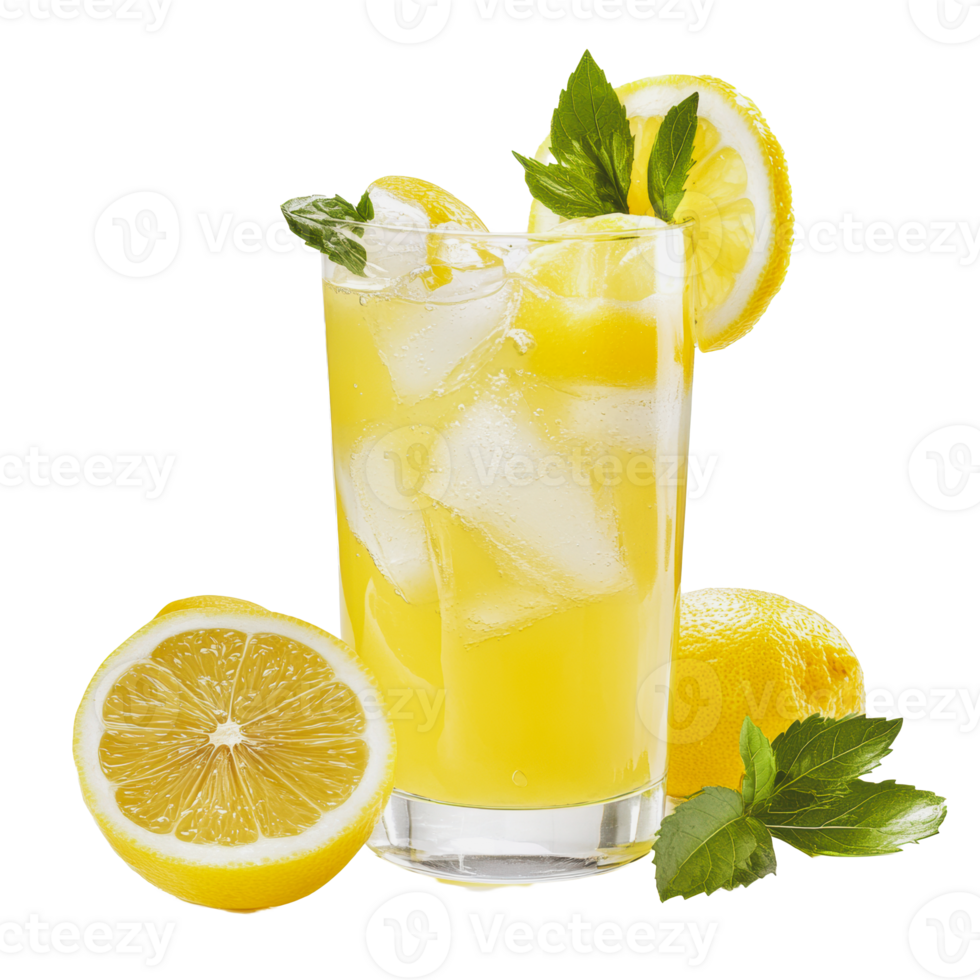 Refreshing lemonade with mint and lemon slices png