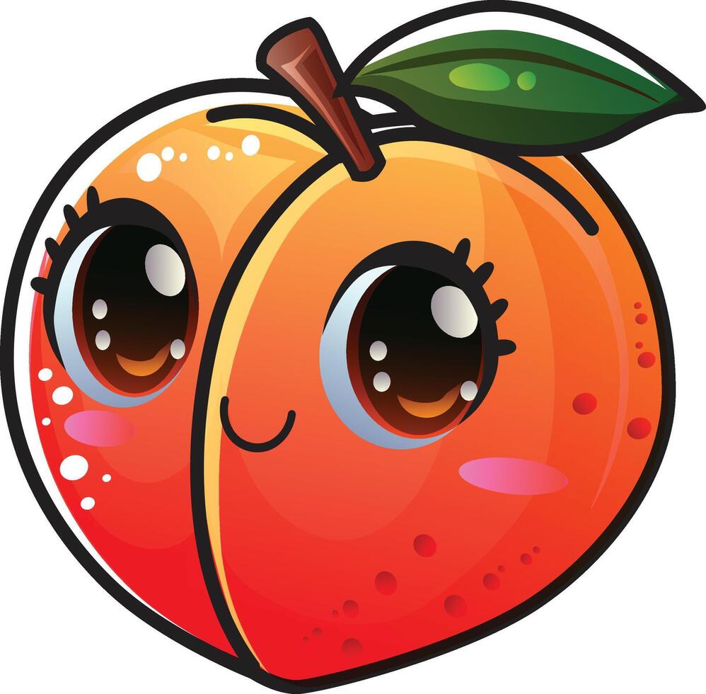 gradient smiling peach cartoon sticker vector