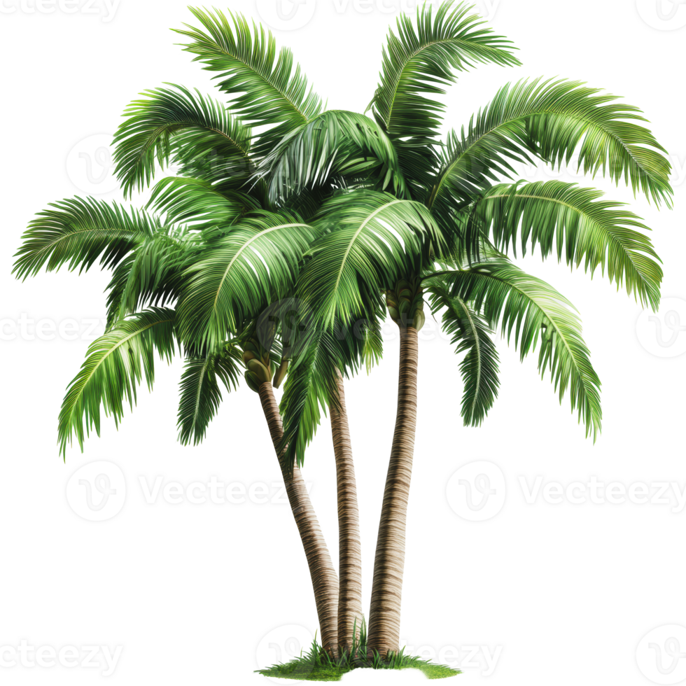 Lush palm trees under bright sunlight in a garden png