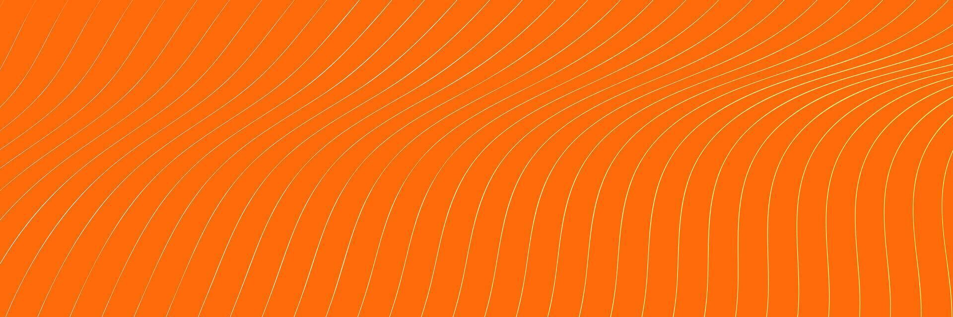 wide orange background with white wavy lines pattern vector