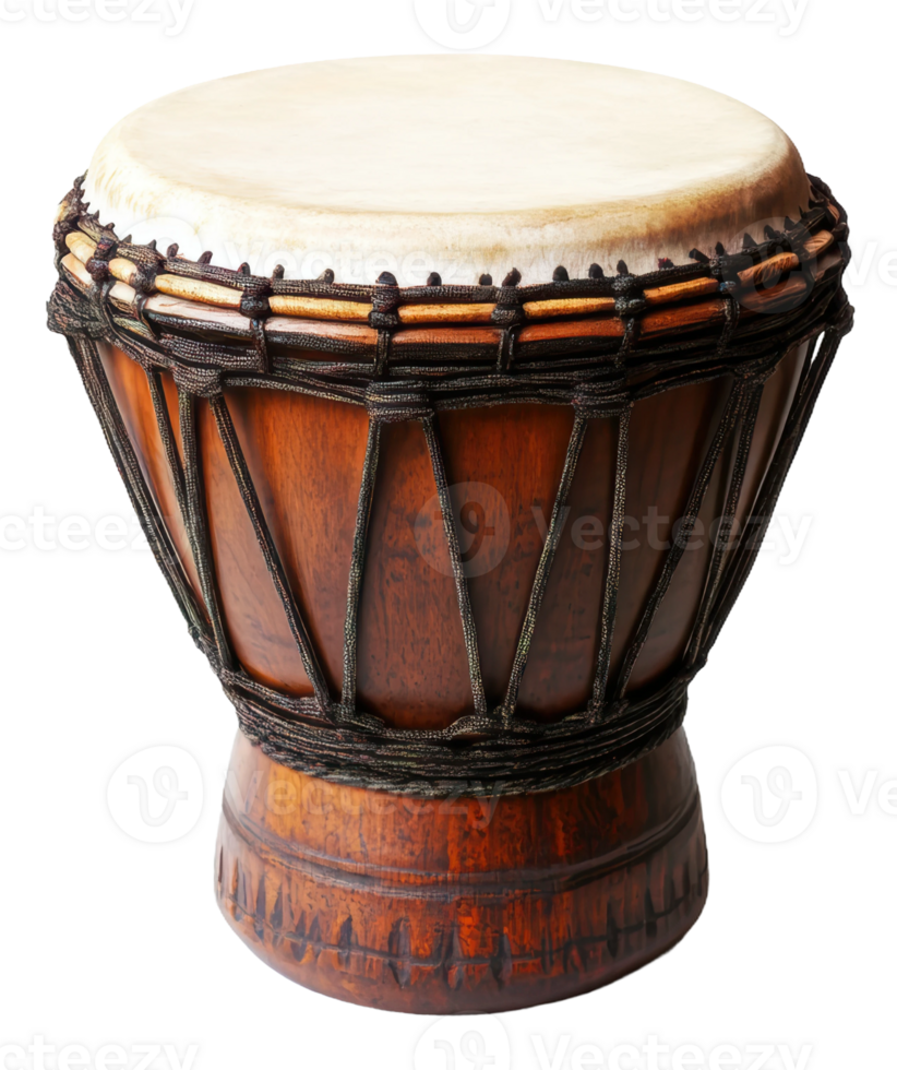 Traditional djembe drum with intricate design, cut out - stock . png