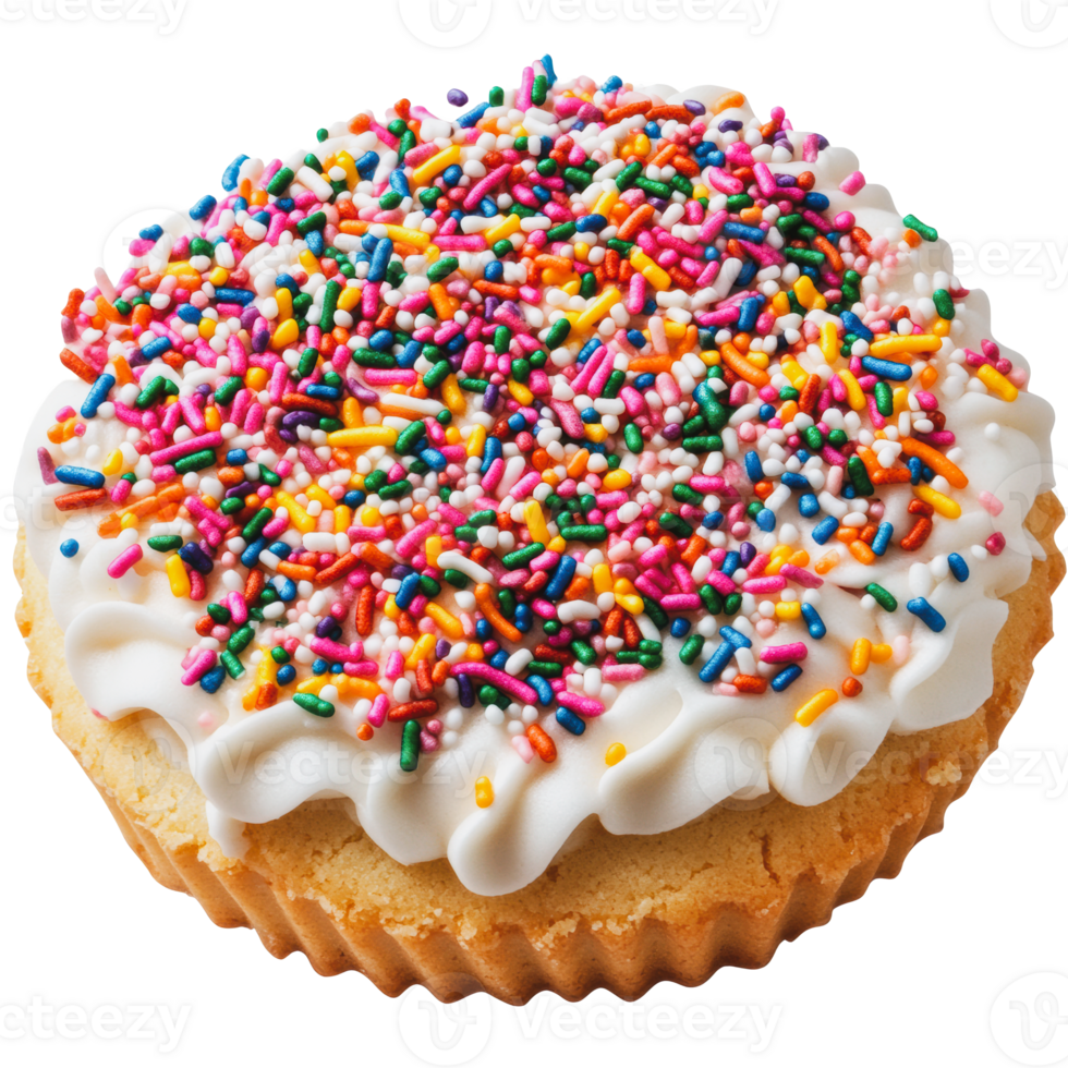 Colorful sprinkles on a freshly baked dessert png