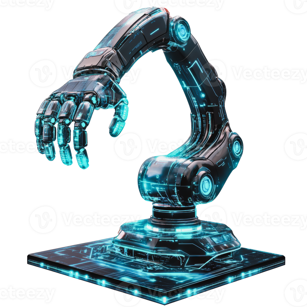 Robotic arm design displayed on a platform png