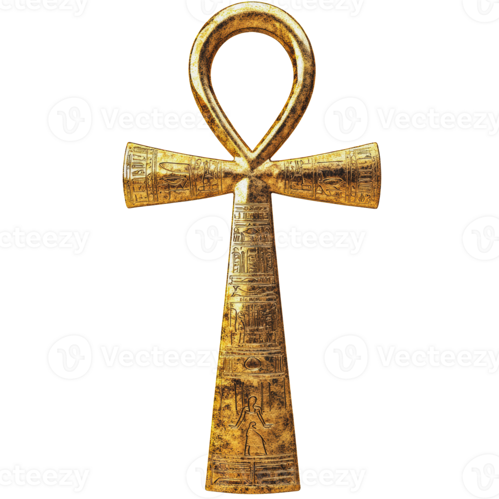 Ancient Egyptian ankh symbol with hieroglyphs png