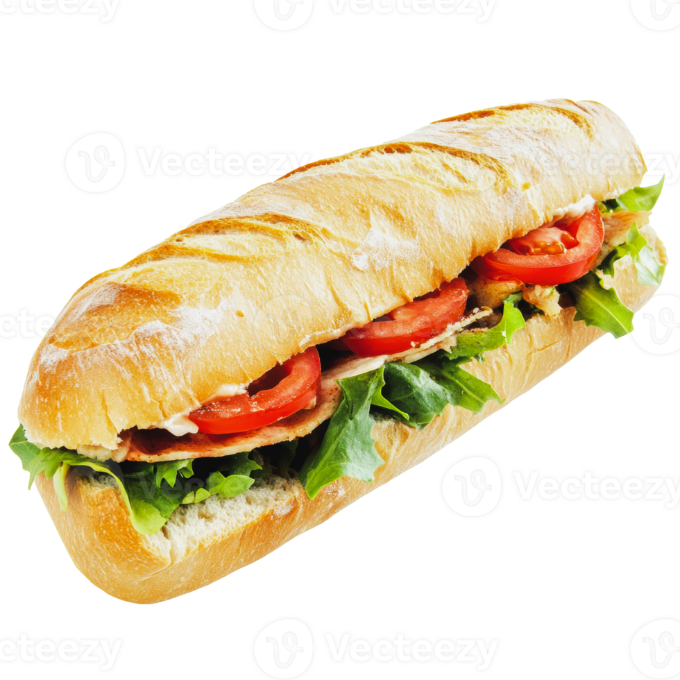 Fresh sandwich with lettuce and tomato on display png