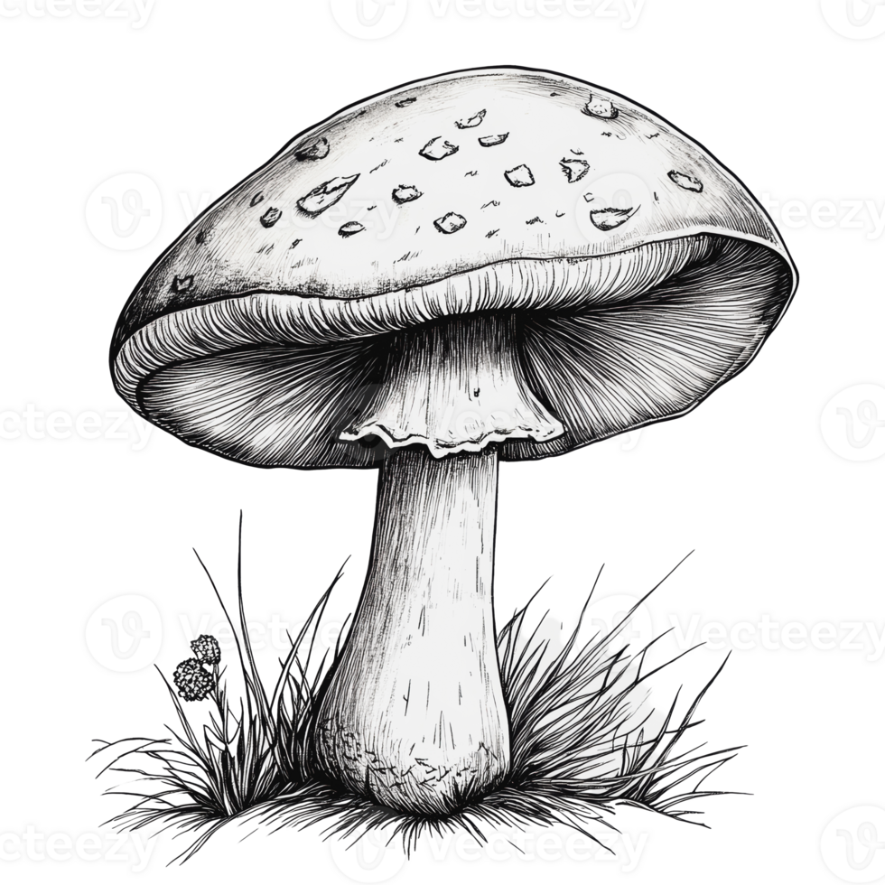 Large mushroom in a grassy field png