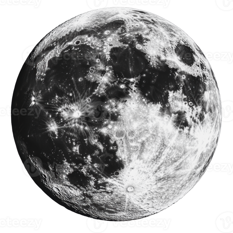 Full moon shining brightly in a starry night sky png