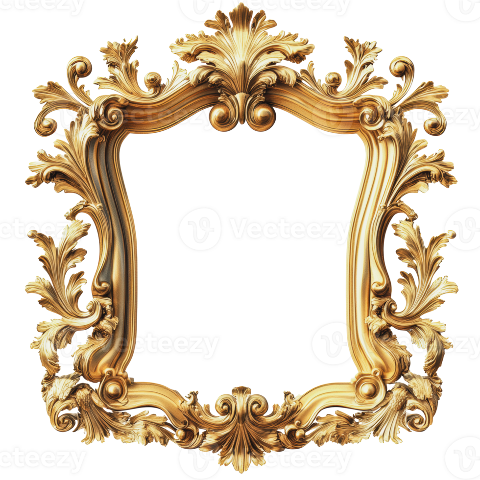 Ornate gold frame with intricate design details png