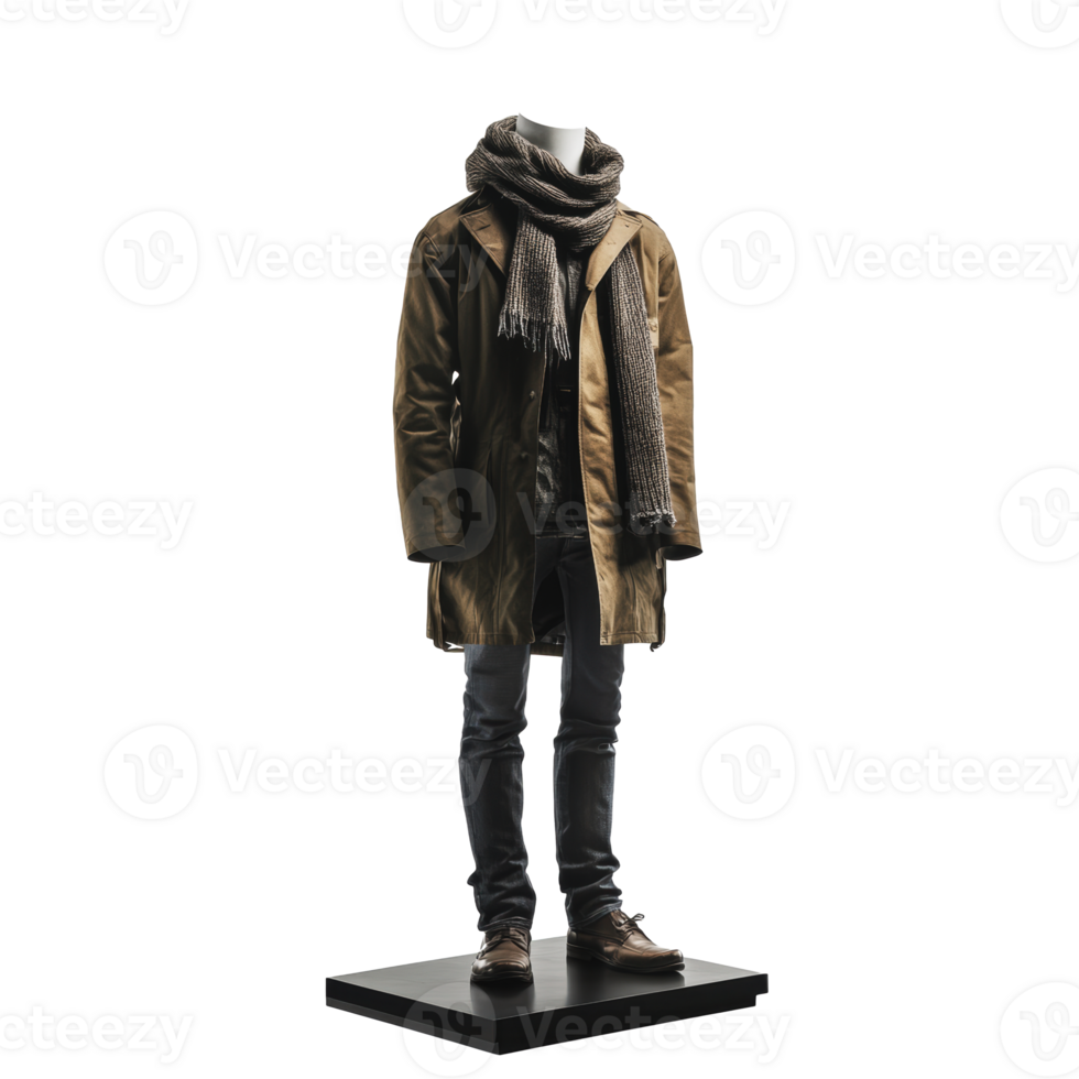Stylish winter outfit display in a boutique png