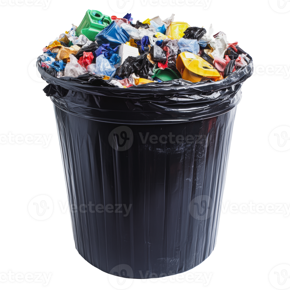 Full garbage bin overflowing with waste png