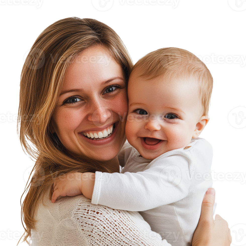 Happy mother holding smiling baby indoors png