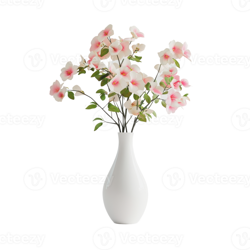 Pink floral arrangement in a white vase png