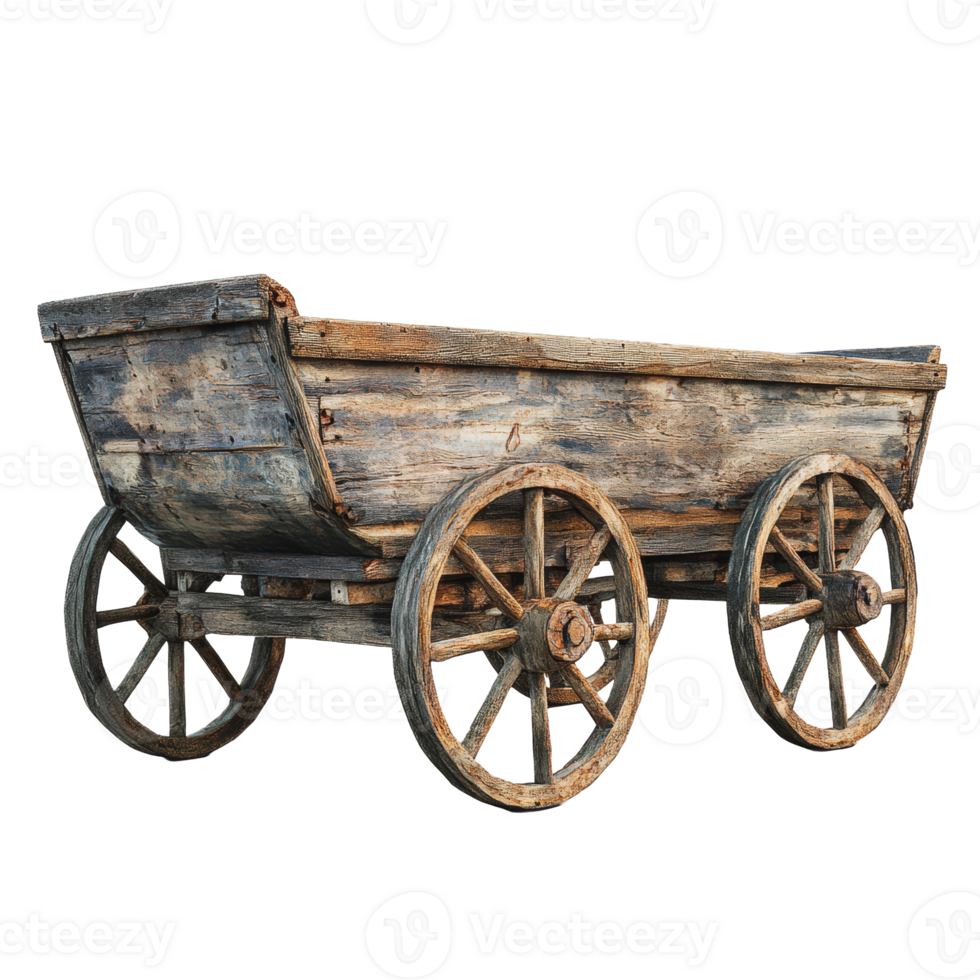 Old wooden cart in rustic style png