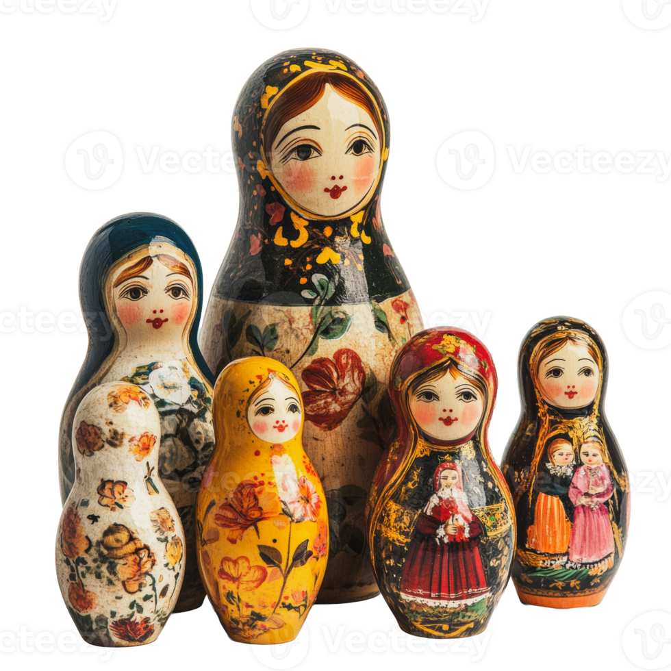 Colorful Russian nesting dolls png
