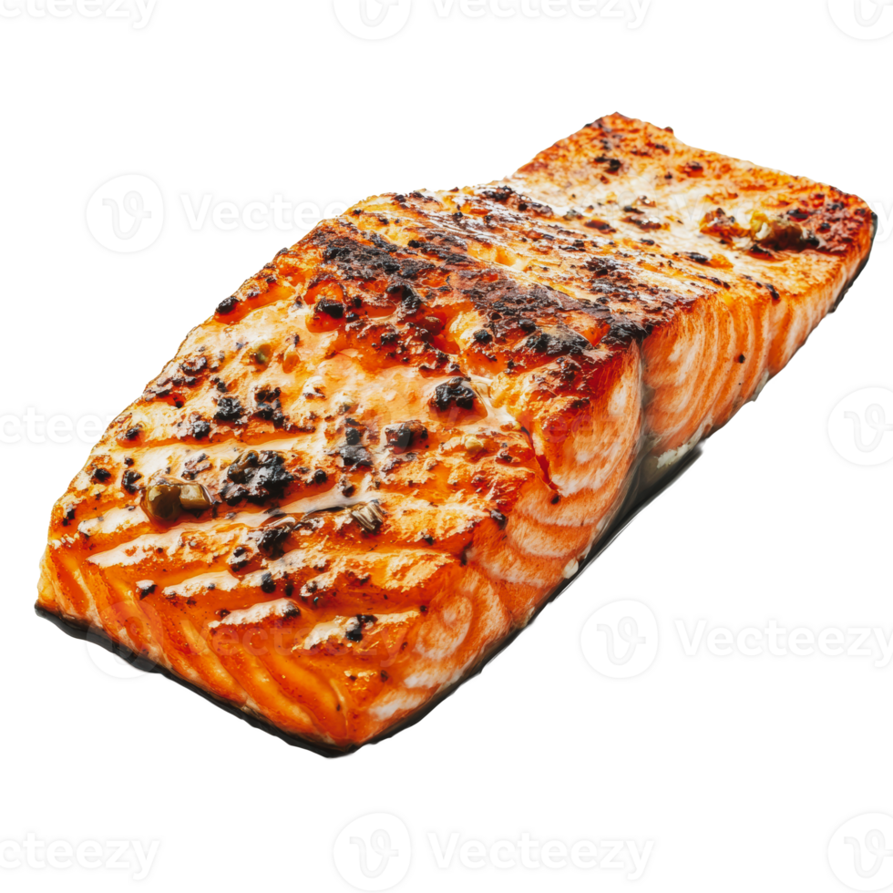 Grilled salmon fillet with charred seasoning png
