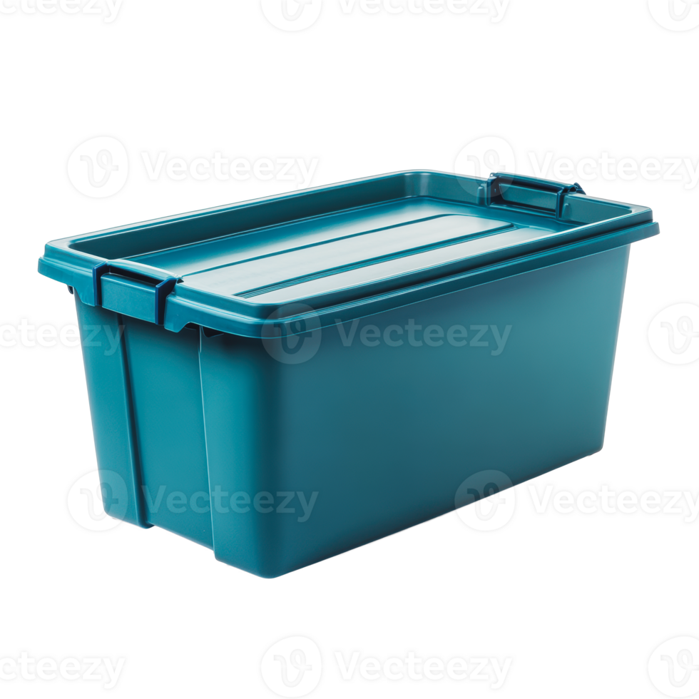 Storage container with lid in teal color png