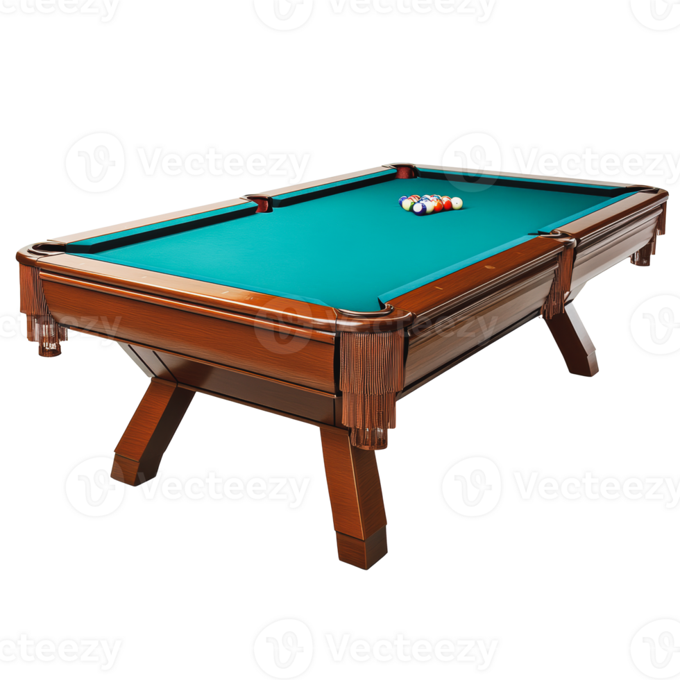 Pool table with balls ready for a game png