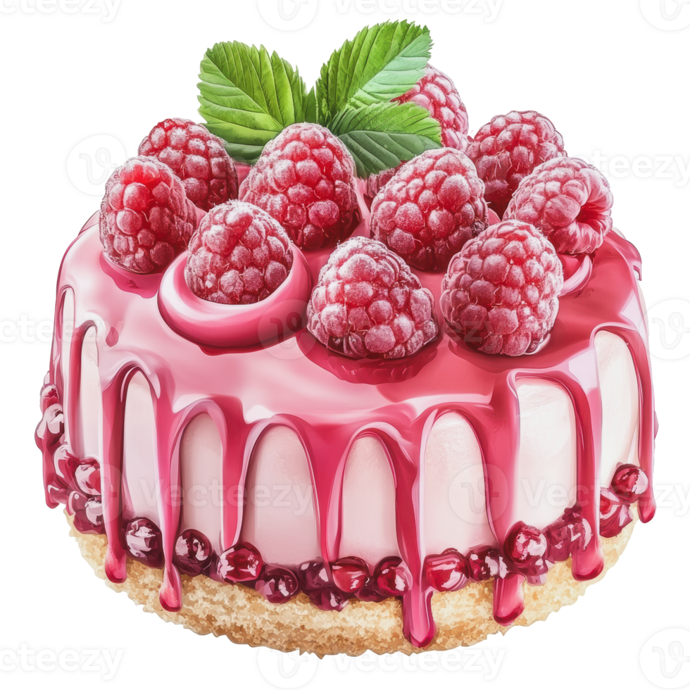 Delicious raspberry cheesecake with fresh toppings png