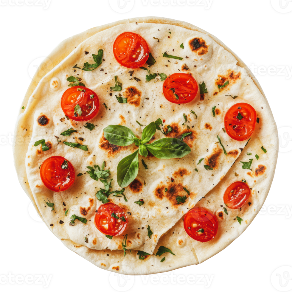 Flatbread with tomatoes and herbs png