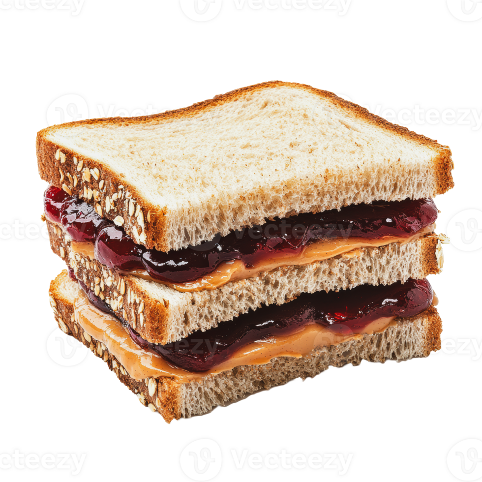 Peanut butter and jelly sandwich stacked on bread png