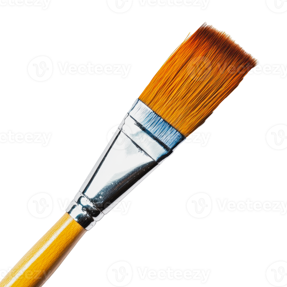 Close-up of a paintbrush with orange bristles png