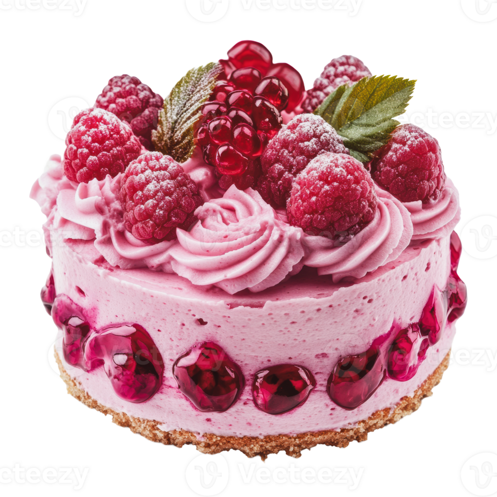 Delicious raspberry cream cake with fresh fruit png