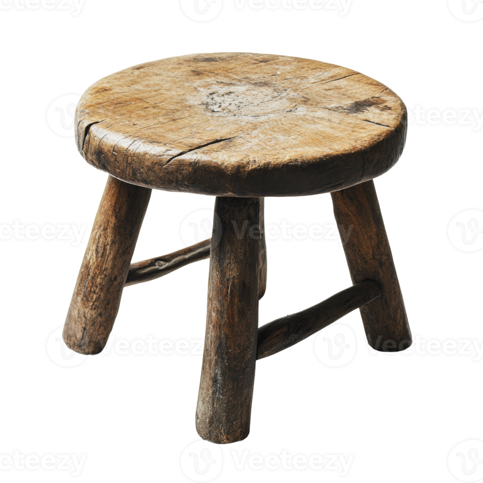 Rustic wooden stool in natural setting png