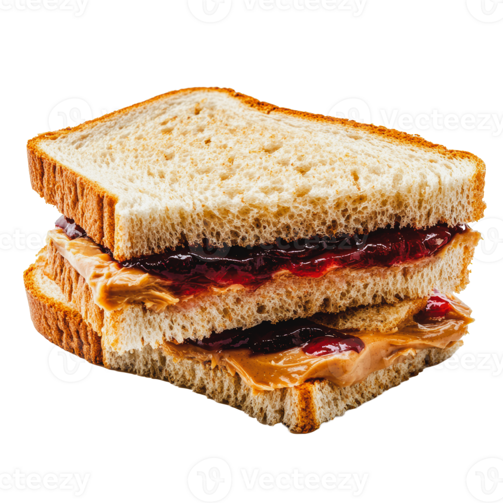 Peanut butter and jelly sandwich on white bread png