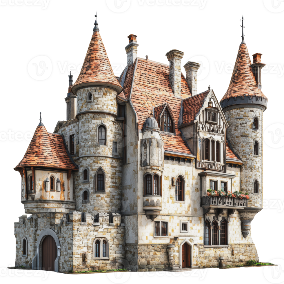 Old castle with spires and details png
