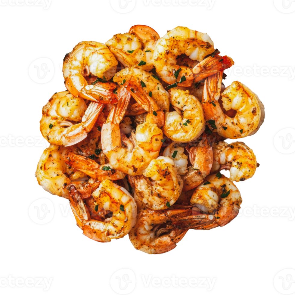 Grilled shrimp platter with seasoning and herbs png