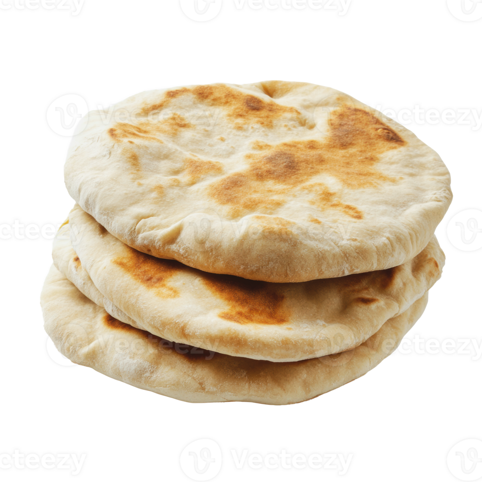 Freshly baked naan bread stacked on a plate png