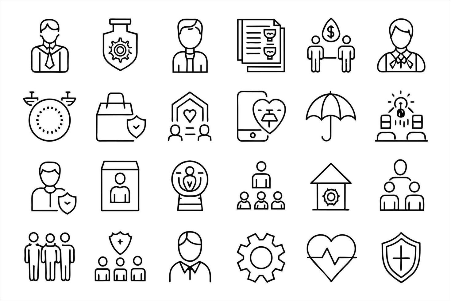 Employee Benefits Thin Line Icon Set. vector