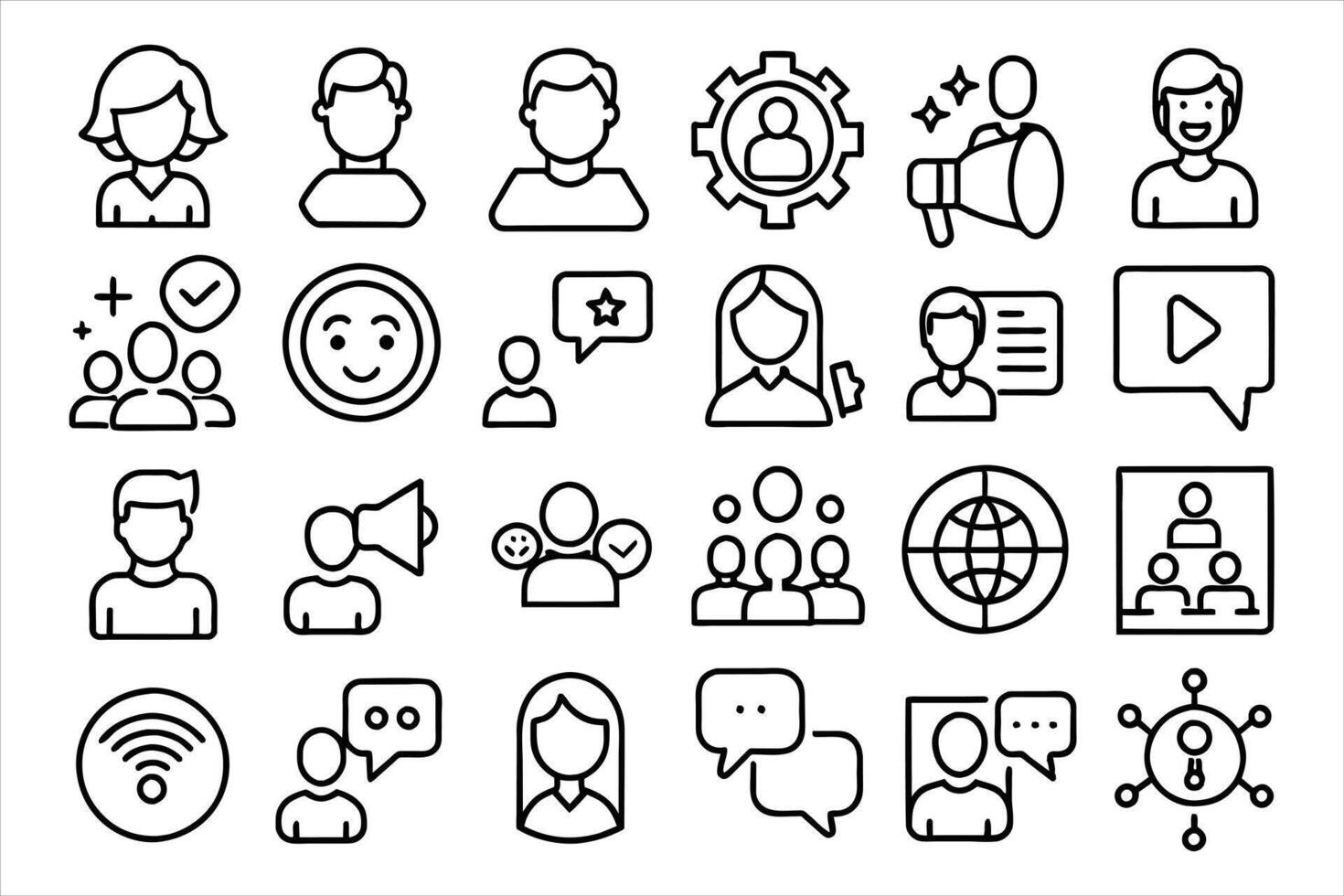 Outline icons about social media marketing. Contains such icons as SEM, followers, content, rating, ad, testimonials, influencer and viral. Editable stroke. vector