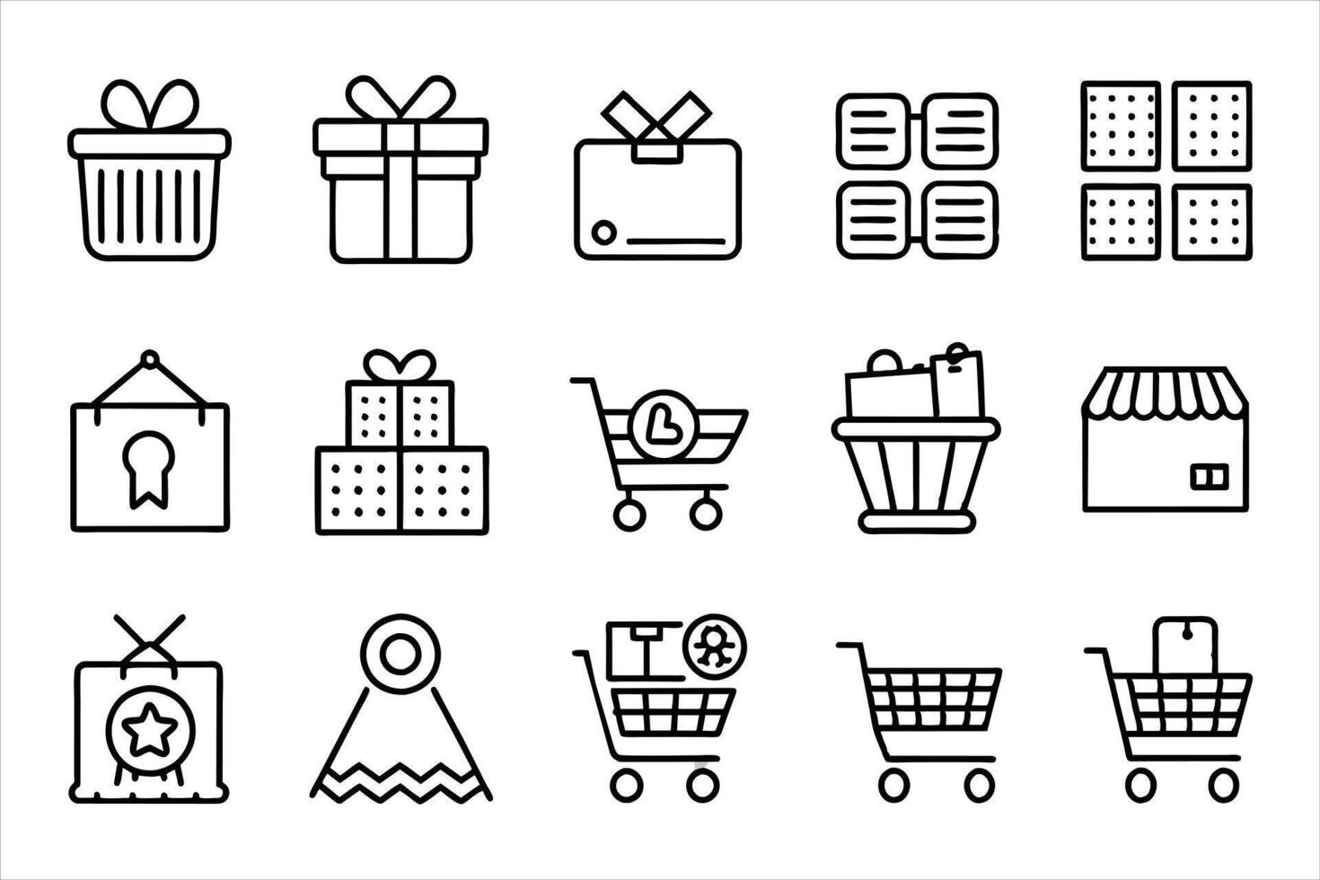 E-Commerce set of web icons in line style. Online shopping icons for web and mobile app. Business, mobile shop, digital marketing, bank card, gifts, sale, delivery. vector