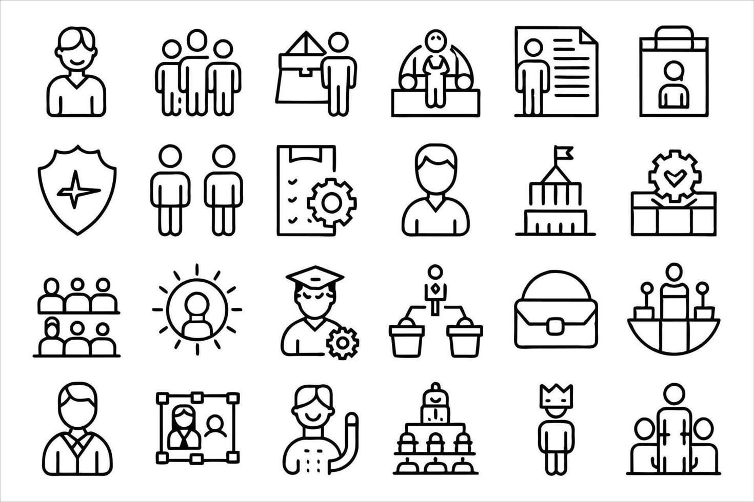 Employee Benefits Thin Line Icon Set. vector