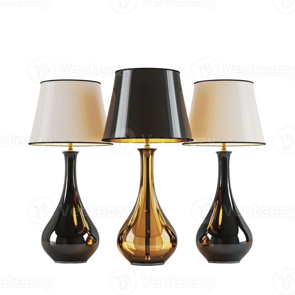 Three modern lamps in elegant arrangement png