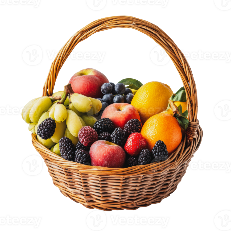 Assorted fresh fruit basket png