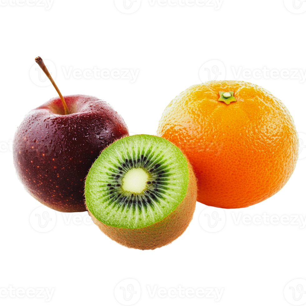 Fresco Fruta monitor con manzana, kiwi, y naranja png